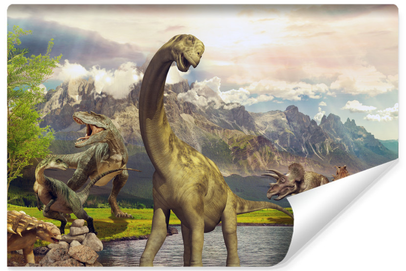Fototapeta Dla Dzieci Dinozaury Nad Jeziorem 90x60cm