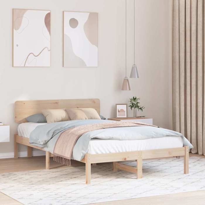 Cama doble CHIC para adultos - 120 x 190 cm. Estructura de cama natural de 120 x 190 cm, madera maciza de pino. #Sara44470