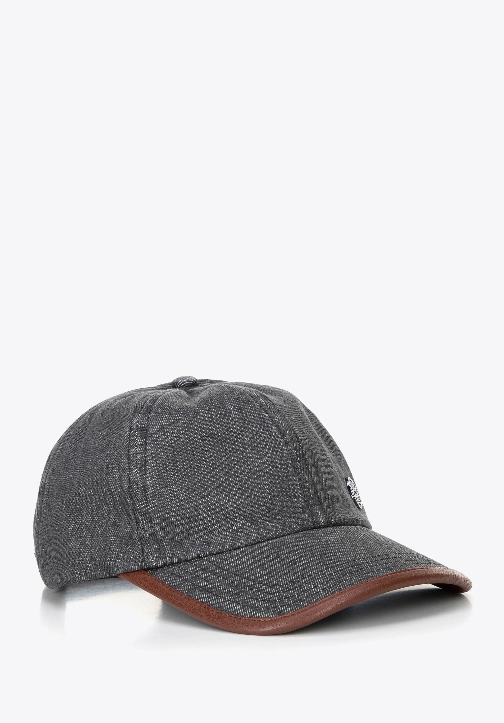 Czapka z daszkiem z domieszką bawełny unisex szaro - brązowa