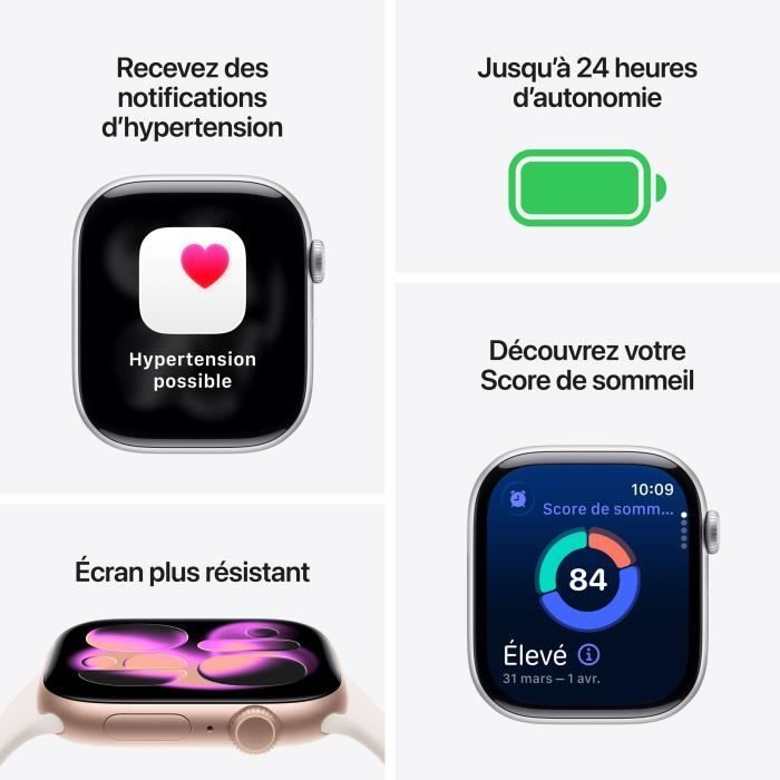 Apple Watch Series 11 GPS - 42mm - Boîtier Jet Black Aluminium  - Bracelet Black Sport Band - S/M