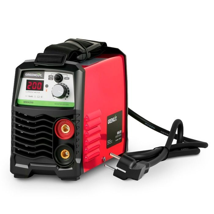 Soldadora inversora de CC – GREENCUT MMA200 – Potencia de 25 a 200 A – Tecnología IGBT – Electrodos de 2,5 a 3,2 mm (máx. 4,0) – Portátil