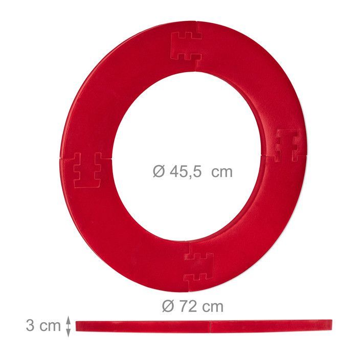 Relaxdays R7 beschermrand, doelring voor toernooidartbord, 45 cm, Ø 72 cm, rood