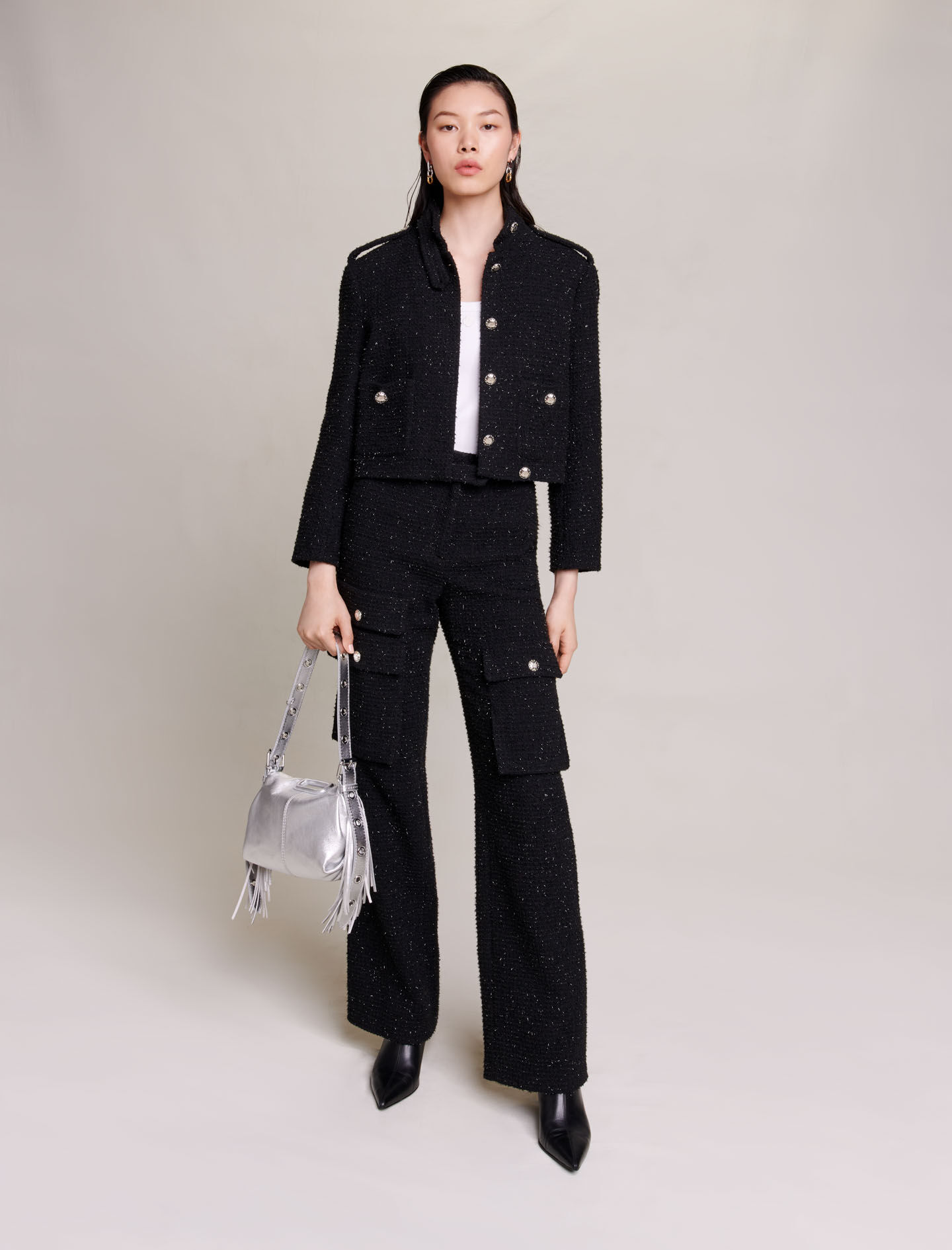 Miss M metallic leren minirok - Zilver