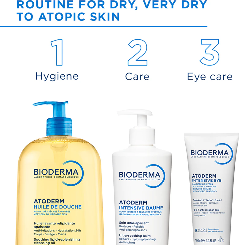 Bioderma Atoderm Doucheolie, een intens voedende en verzachtende doucheolie voor de droge en geïrriteerde huid.