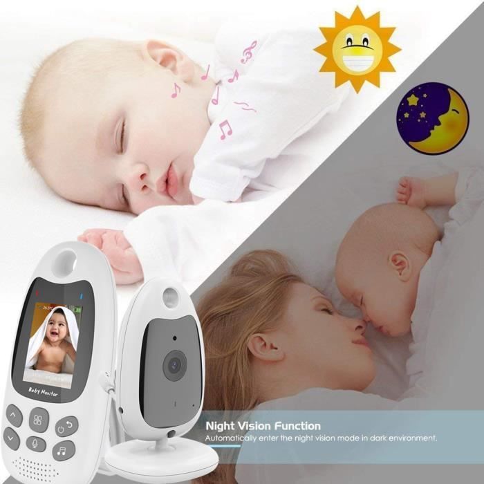 Monitor para bebés, monitor para bebés de 2,4 GHz con sensor de temperatura, comunicación bidireccional, visión nocturna.