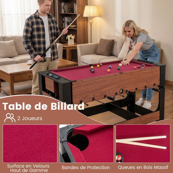 GIANTEX 2-in-1 Rotating Multi-Game Table, Foosball and Billiards, Rich Accessories, 26 Players & Cues & Balls, Family & Adults