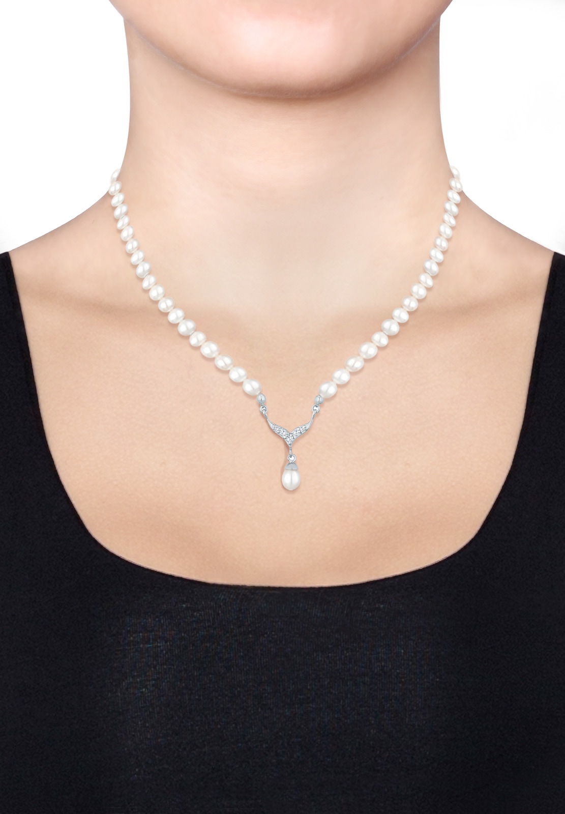 Elli PERLU  Perle de Culture d'Eau Douce Zircone Femme (925/1000) Argent