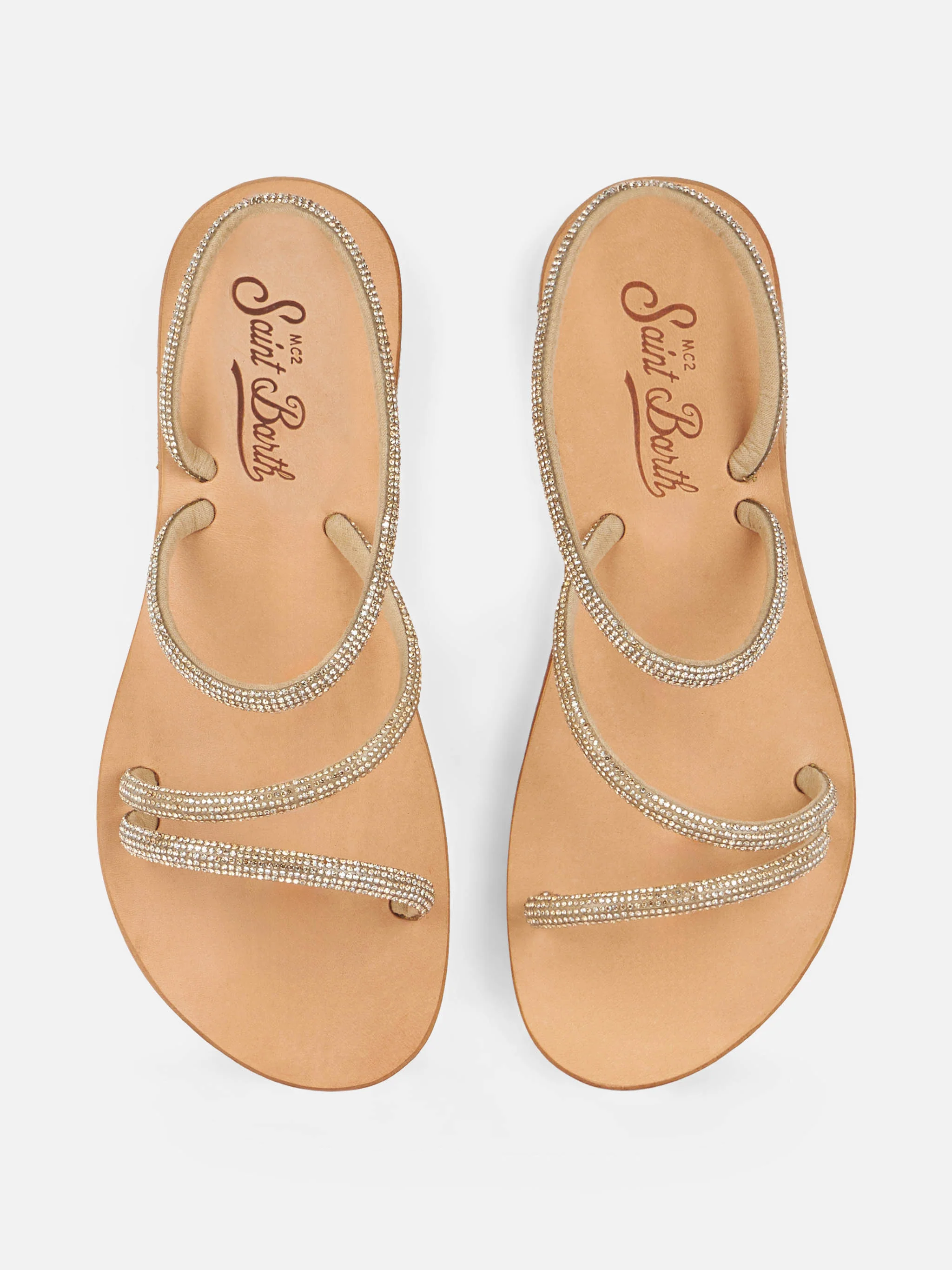 Sandales basses Cora ornées de strass dorés