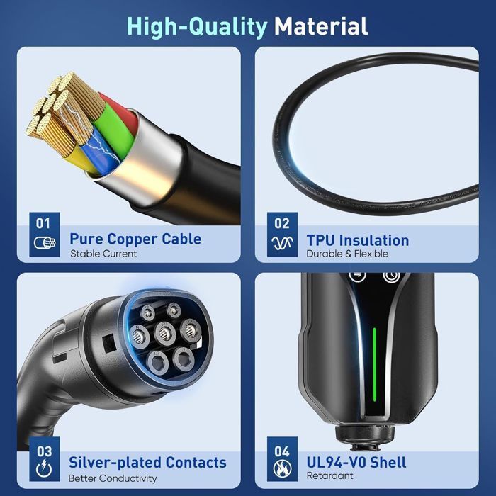 Caricabatterie per veicoli elettrici TTLIFE Tipo 2, 8 m, 6-16 A, 0-12 ore, Caricabatterie per auto elettriche Tipo 2, Cavo di ricarica per auto elettriche, IEC 62196-2