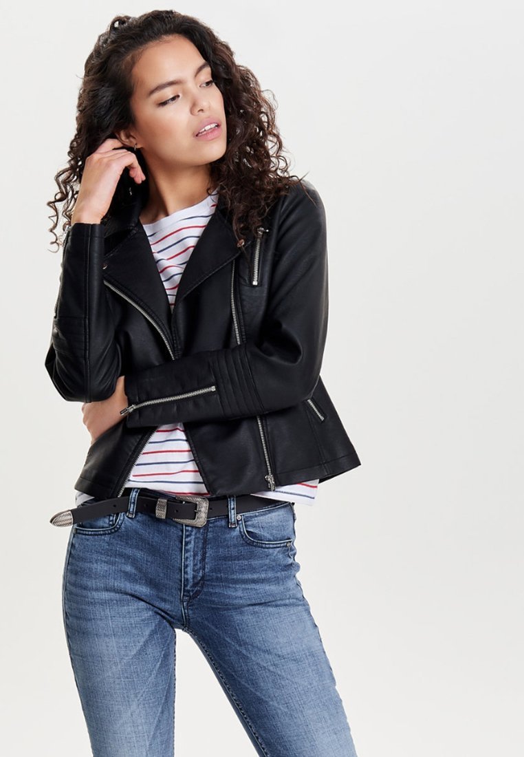 ONLY ONLGEMMA BIKER - Kunstleren jas - zwart