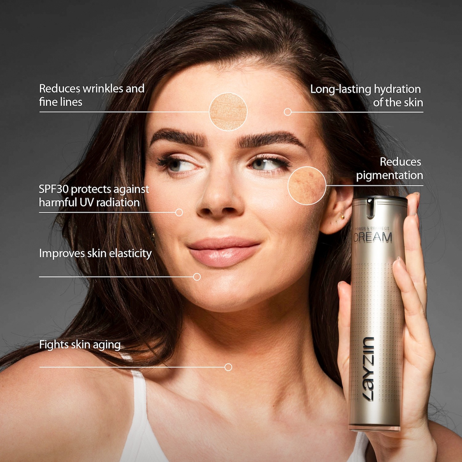 LAYZIN Umirujući tretman lica 1-satni serum za osjetljivu, crvenkastu kožu i zaštitna dnevna krema sa SPF 30 - 1 komad