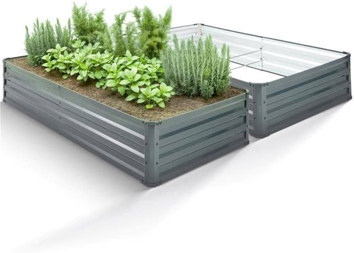 AREBOS Bacs surélevés en métal, set de 2 bacs 180x90x30 cm Bac de jardin en acier galvanisé