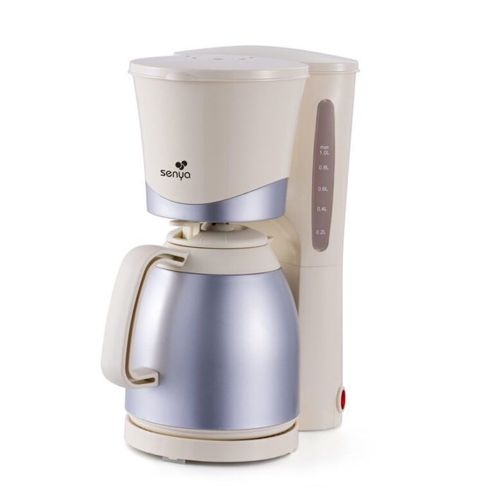 Cafetera Senya Simple Coffee de 1 litro con aislamiento térmico, filtro permanente y sistema antigoteo, apagado automático.