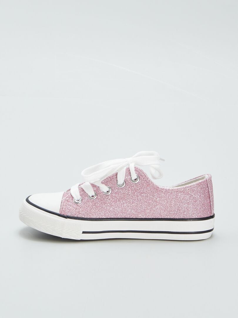 Zapatillas bajas de lona con lentejuelas - ROSA