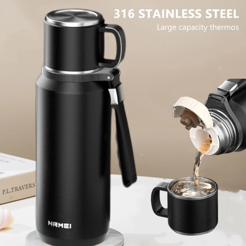 Edelstahl-Thermosflasche für heißen Kaffee, Vakuum-Thermosflasche, isolierter Becher, doppelwandige Reiseflasche