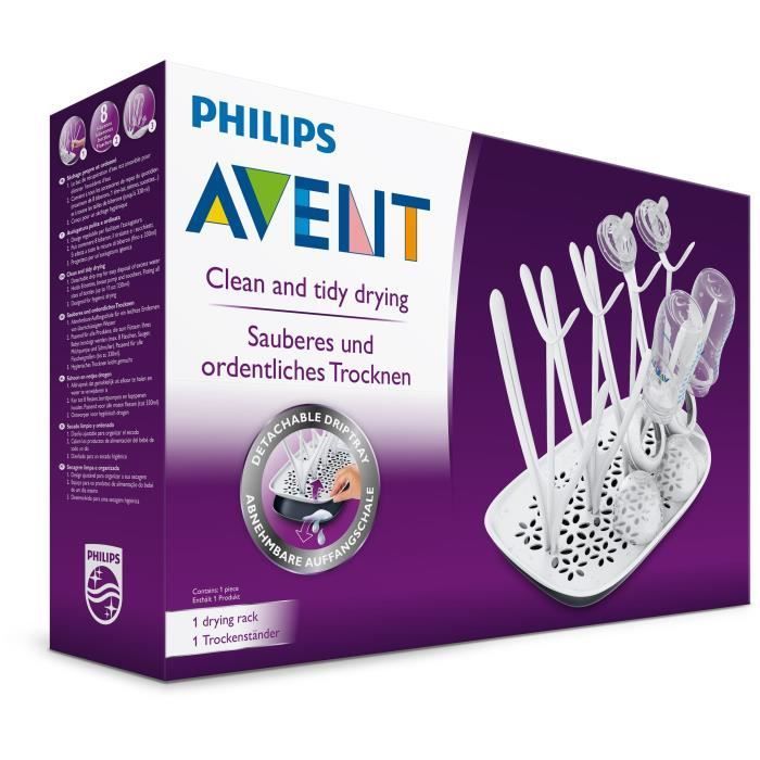 Portabiberon e tettarelle asciuga-tettarelle - PHILIPS AVENT - Vaschetta raccogligocce rimovibile - Bianco/Grigio