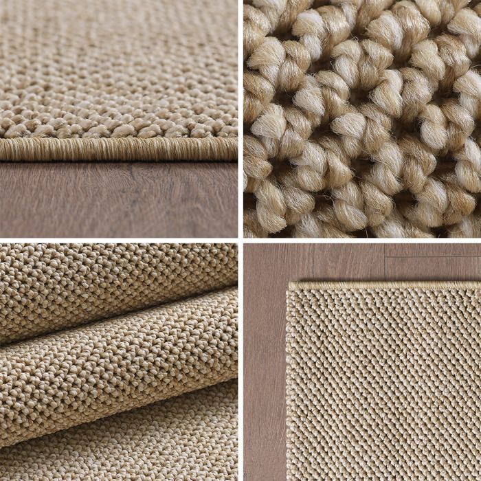 Tappeto Carpetsale24 Beige per soggiorno 140x200 cm, tappeto moderno a trama mista, tappeto decorativo di facile manutenzione, morbido