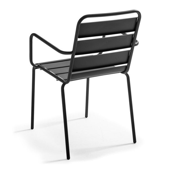 Fauteuil de jardin en métal gris anthracite Palavas, Oviala