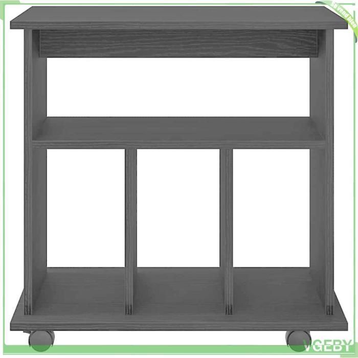 Cabinet roulant - Chêne noir - 60 x 45 x 55 cm - Bois d'ingénierie - 4 étagères
