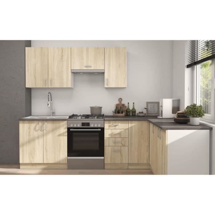 SARA Complete Modulaire Keuken - Omkeerbare Hoek - 7 Elementen - Sonoma Eiken Afwerking - B270 x L148 cm - Werkblad niet inbegrepen