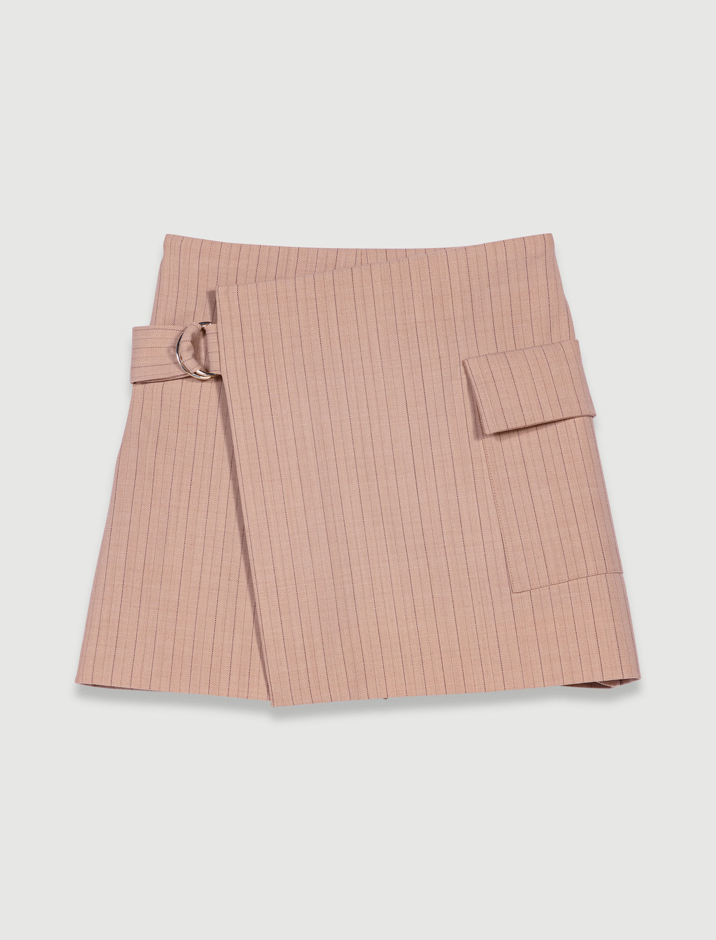 Pantaloni scurți trompe l'oeil cu dungi - Bej