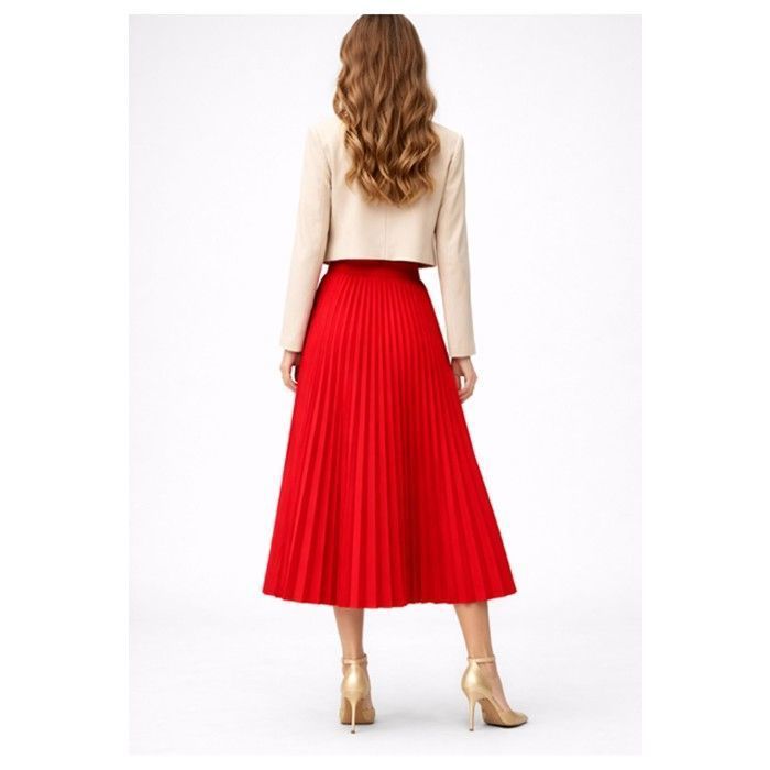 Falda larga de mujer, roja