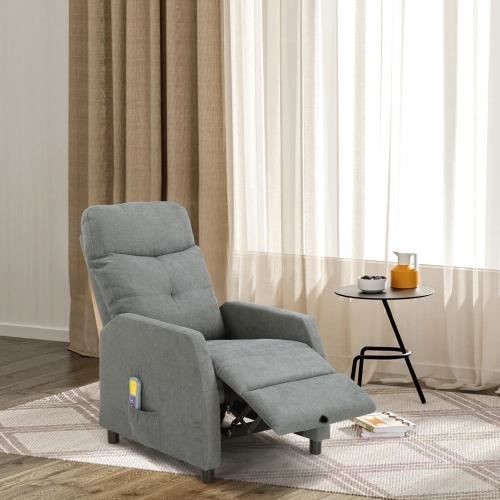 Relaxsessel mit Massagefunktion und verstellbarer Fußstütze, 97 x 64 x 105 cm, hellgrau