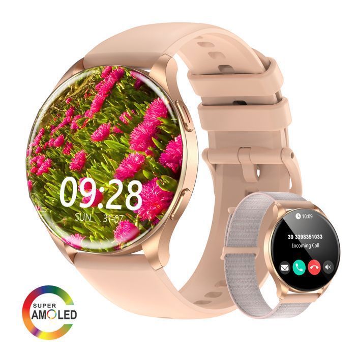 Smartwatch feminino Blackview com tela redonda de metal de 1,43