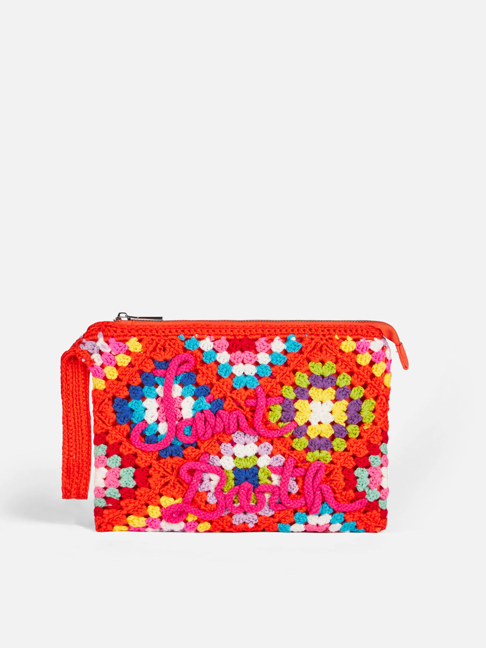 Pochette Parisienne au crochet orange avec Saint Barth