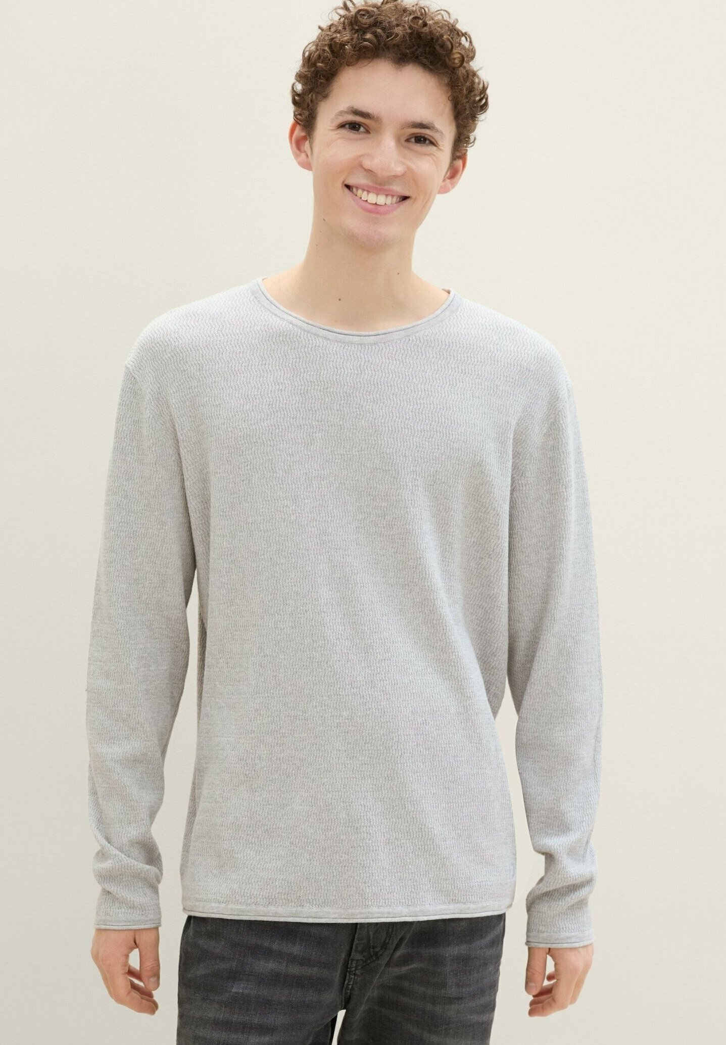 TOM TAILOR DENIM STRUKTURIERTER  - Jumper - light stone grey melange