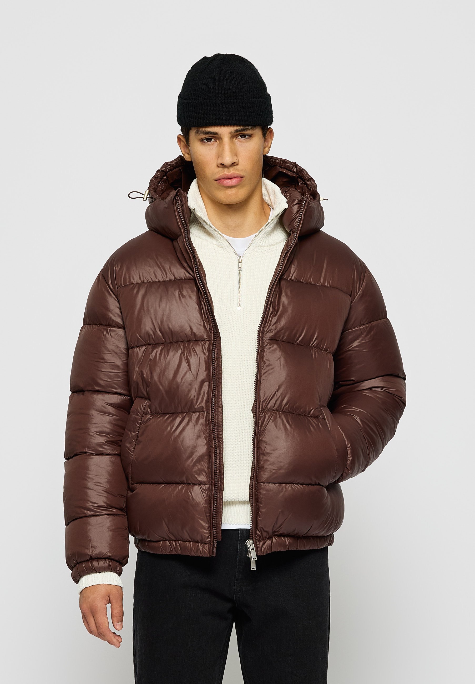 Burocs GLOSSY PUFFER JACKET - Winterjas - chocoladebruin