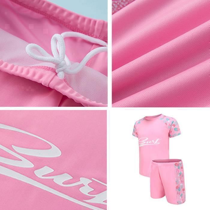 Traje de baño para niñas - Conjunto de 3 piezas - Rosa - Natación - Infantil
