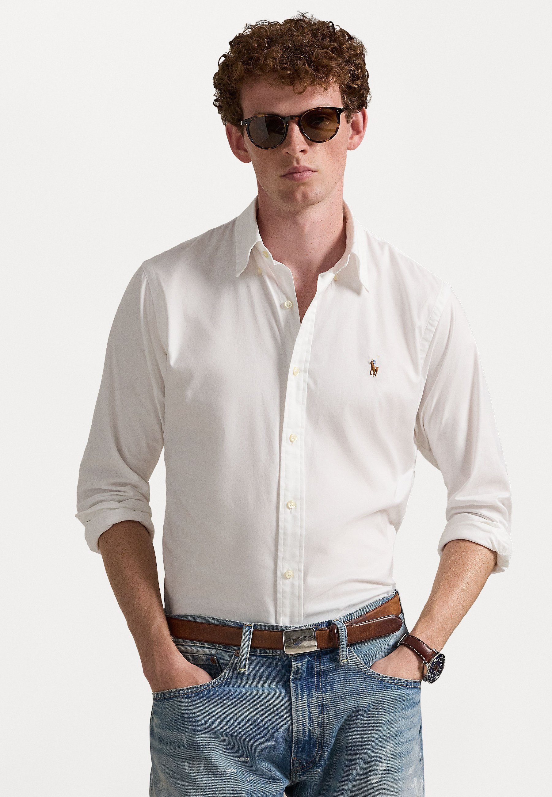 CUSTOM FIT STRETCH OXFORD SHIRT - Košile - white