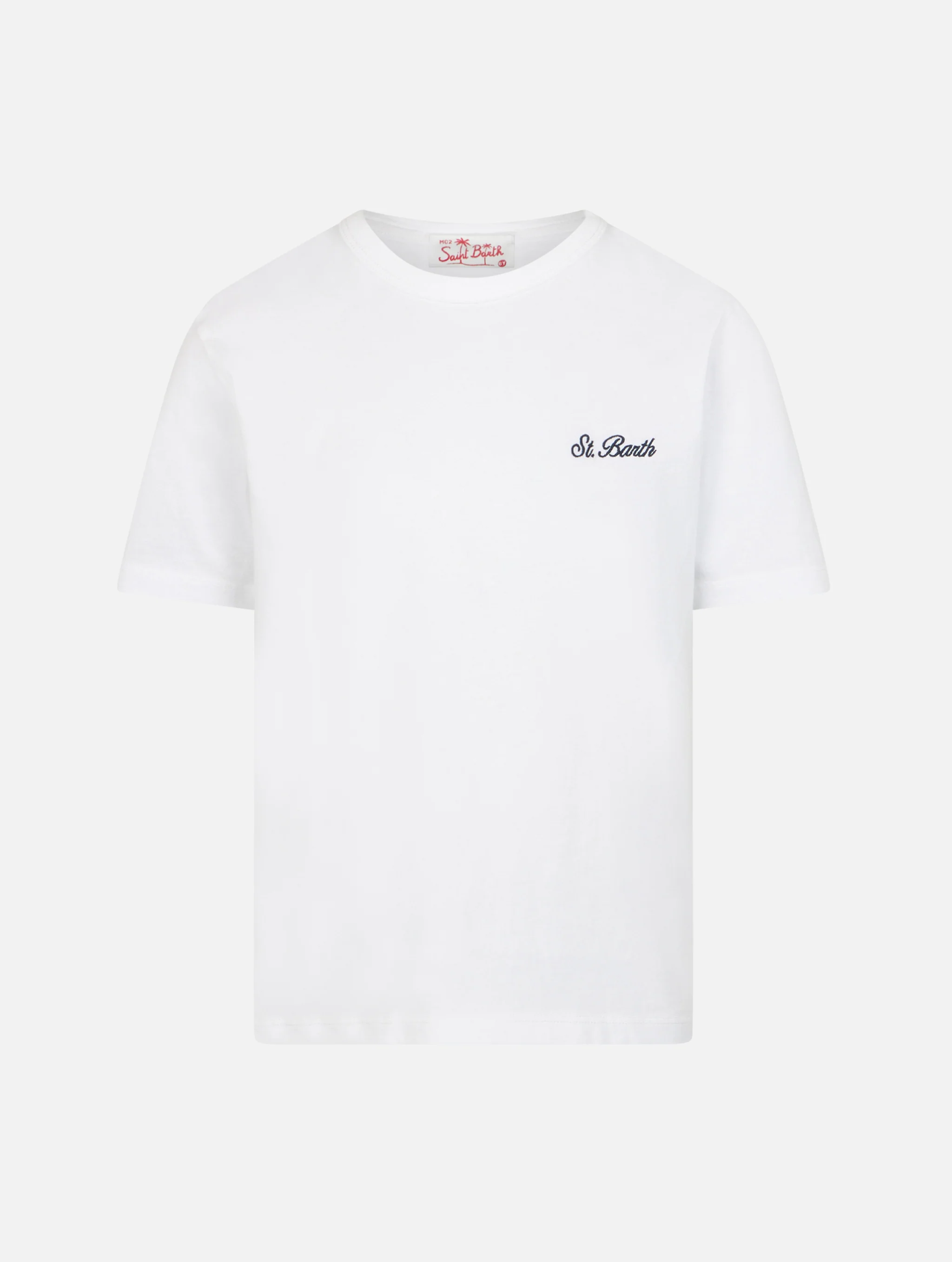 Dover jongens T-shirt van wit katoenjersey met St. Bar-borduurwerk