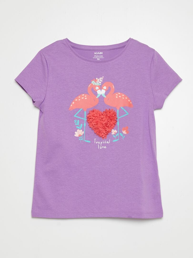 Camiseta de algodón de cuello redondo - MORADA