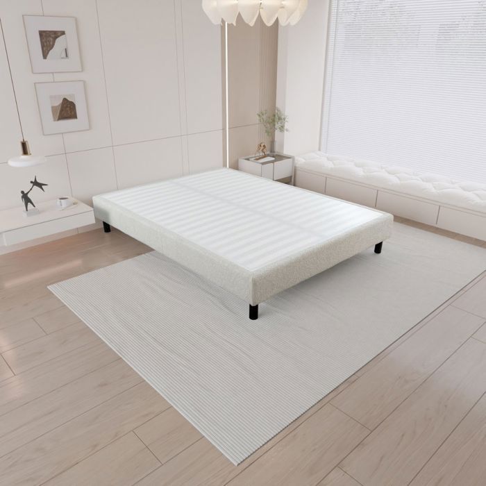 Base letto imbottita e removibile 160x200 cm in tessuto a pelo riccio color crema - TAPIKIT