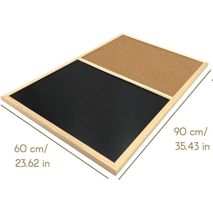 Magnetisk korktavle - Creative Home - 90 x 60 cm - Skifersvart - Fururamme - Kontor