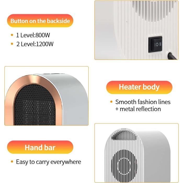 Bijverwarming - Mini-ventilatorverwarming - Elektrisch - Keramisch - 800/1200 W