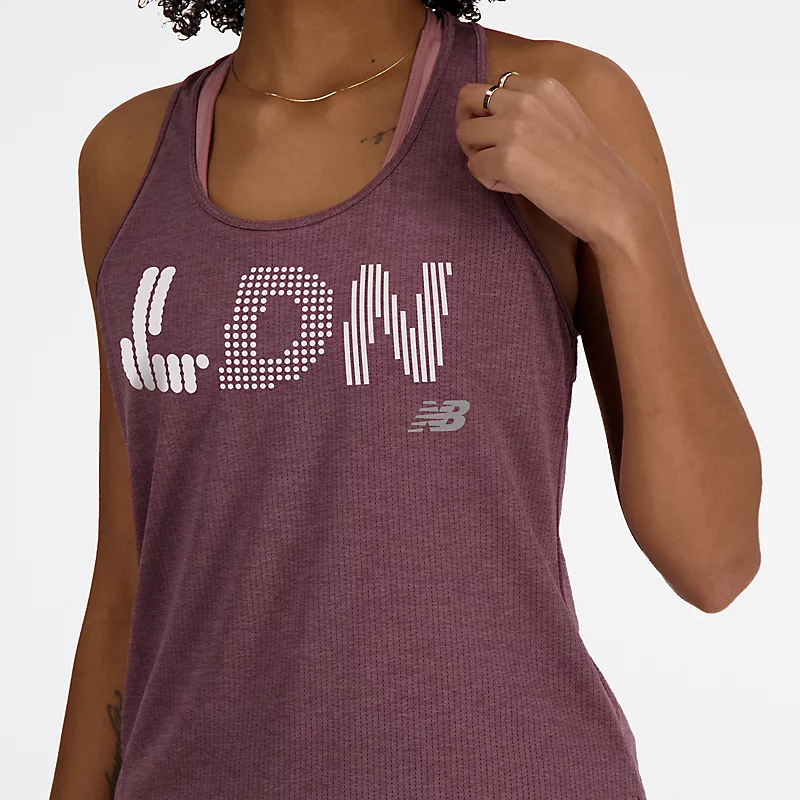 Γυναικείο αθλητικό τοπ London Edition Graphic NB Athletics - LICORICE HEATHER