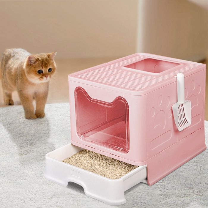QUIIENCLEE - Gesloten kattenbak, kattentoilet met lade, 51x41x38cm