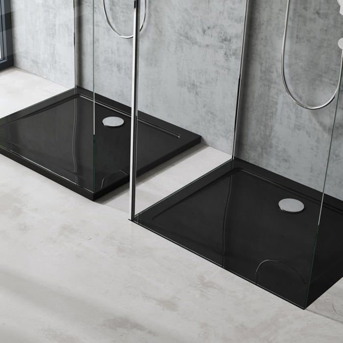 Base de duche retangular doporro 80x120 mm em acrílico preto Faro2 80x120x4cm