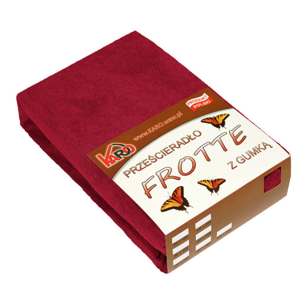 Prześcieradło frotte z gumką 140x200 bordowe 026 KARO