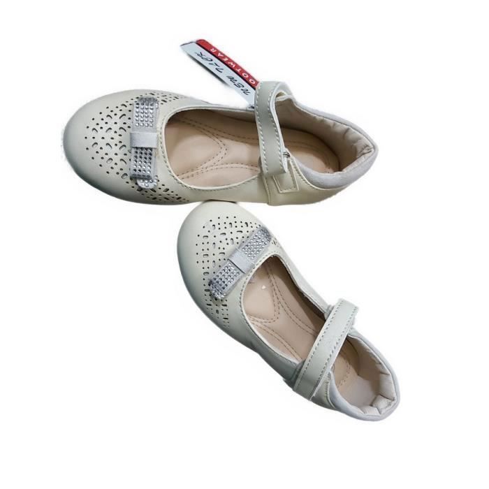 Zapatos de niña - Bailarinas - Piel - Beige - Lazo - Diamantes de imitación - Tallas 25 a 30