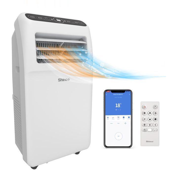 SHINCO Climatiseur Mobile Wifi 12000 BTU, Eco R290, 3,5 kW, 4 en 1 Refroidissement, Chauffage, ventilateur, Déshumidificateur