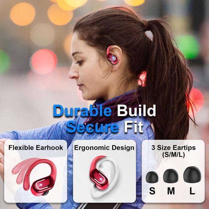 Ecouteur Bluetooth Sport,75Hrs Ecouteur sans Fil Bluetooth avec 3D HiFi Stéréo, Réduction du bruit, Écran LED Casque iOS/Android