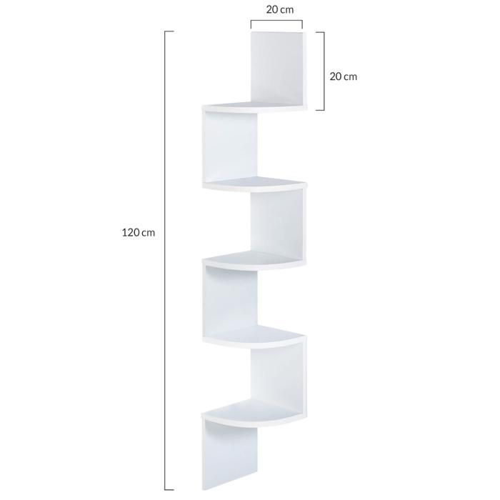 IDMARKET Etagère murale d'angle ISA 5 niveaux blanche