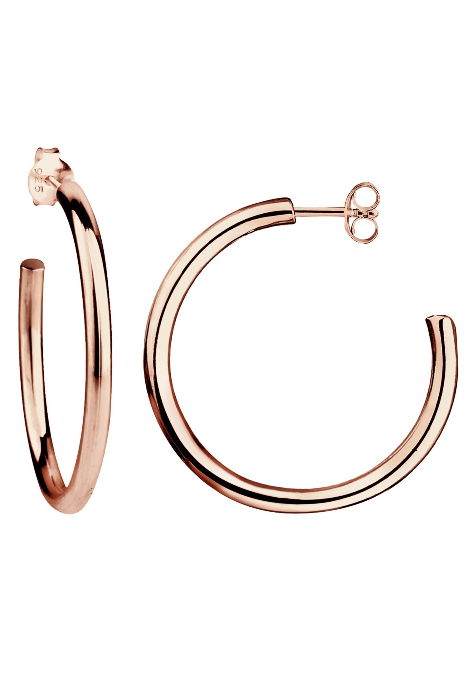 Elli Classique Créoles Femme Plaqué Or Rose Argent (925/1000)