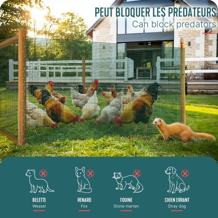 VOUNOT® PVC-coated welded wire mesh roll 0.5x10m green - 13mm mesh, 0.8mm wire - Metal fencing and netting