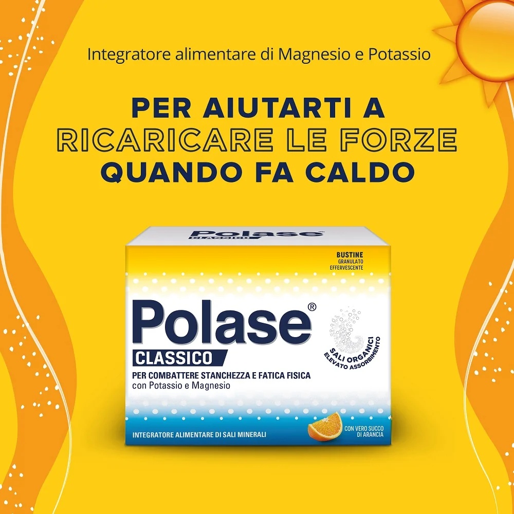 POLASE Polase Clásico Sabor Naranja 24 Sobres Efervescentes Suplemento Dietético con Magnesio y Potasio