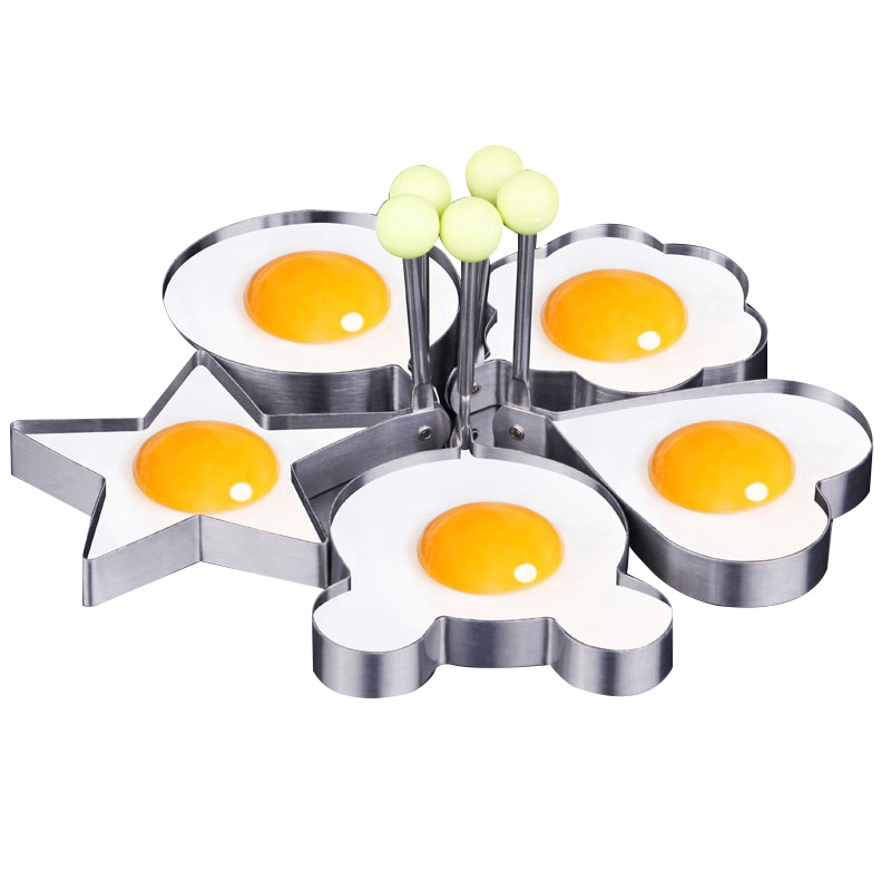 1Pcs Pancake Maker Stainless Steel Frying Egg Mold New Unique Egg Ring Flower Round Star Heart Poached Egg Mold Kitchen Utensils
